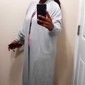 Women's long grey cardigan